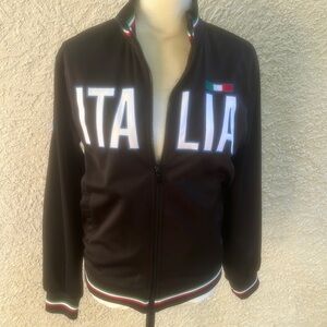 ITALIA Unisex Black Satin Soccer Track Sports Jacket Size S